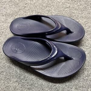 OOFOS Sandals Womens Size 5 Blue Recovery Thong Flip Flops Comfort EU 36